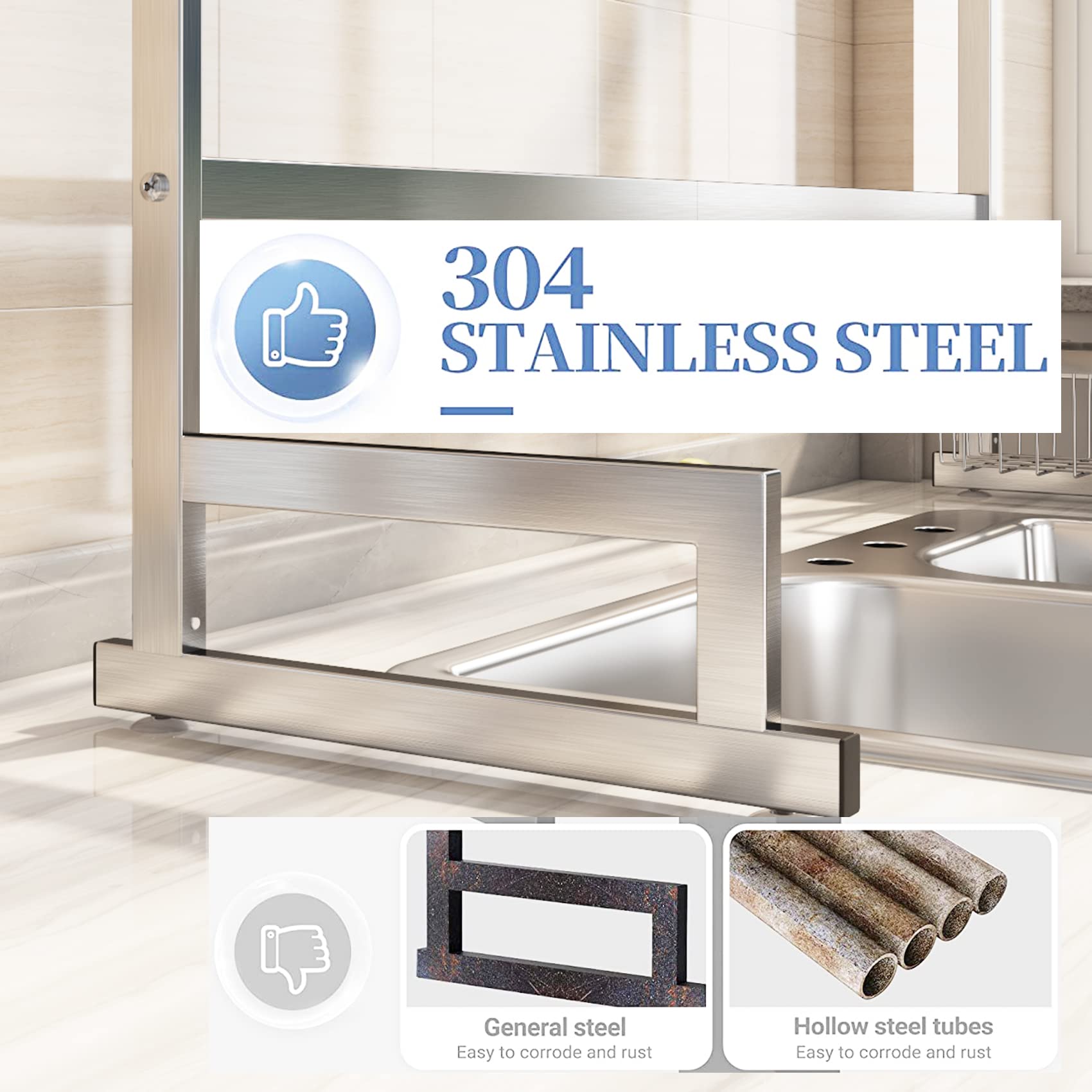 Over The Sink Dish Drying Rack, Stainless Steel Adjustable (26.8'' To 34.6'') Large Dish Drainer Drying Rack For Kitchen Counter